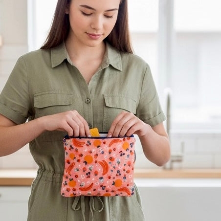 Sandwich Sized Reusable Zippered Bag Fruit