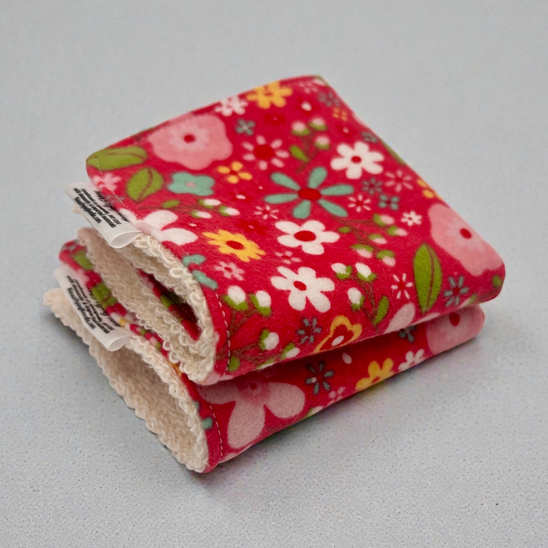 Wash Cloth - Regular - Floral on Red