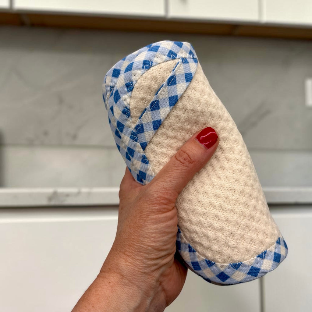 Set of 2 TINY Reusable Paper Towels - Gingham Blue
