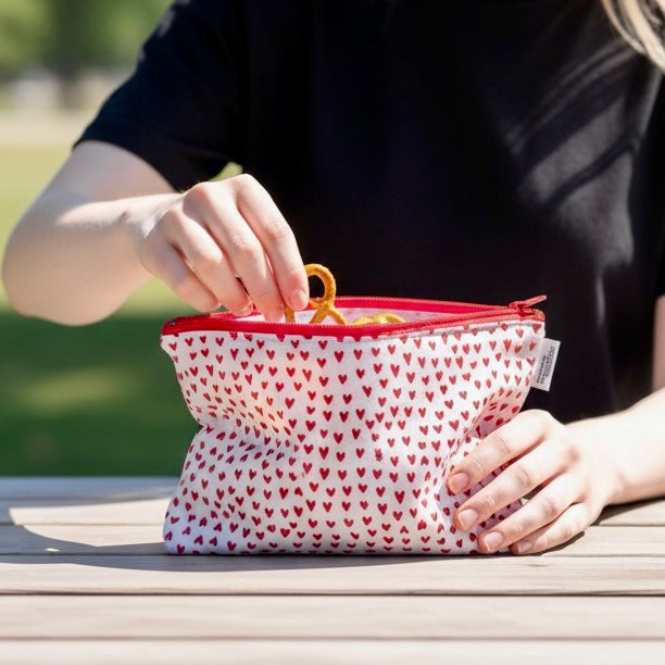 Snack Sized Reusable Zippered Bag Hearts