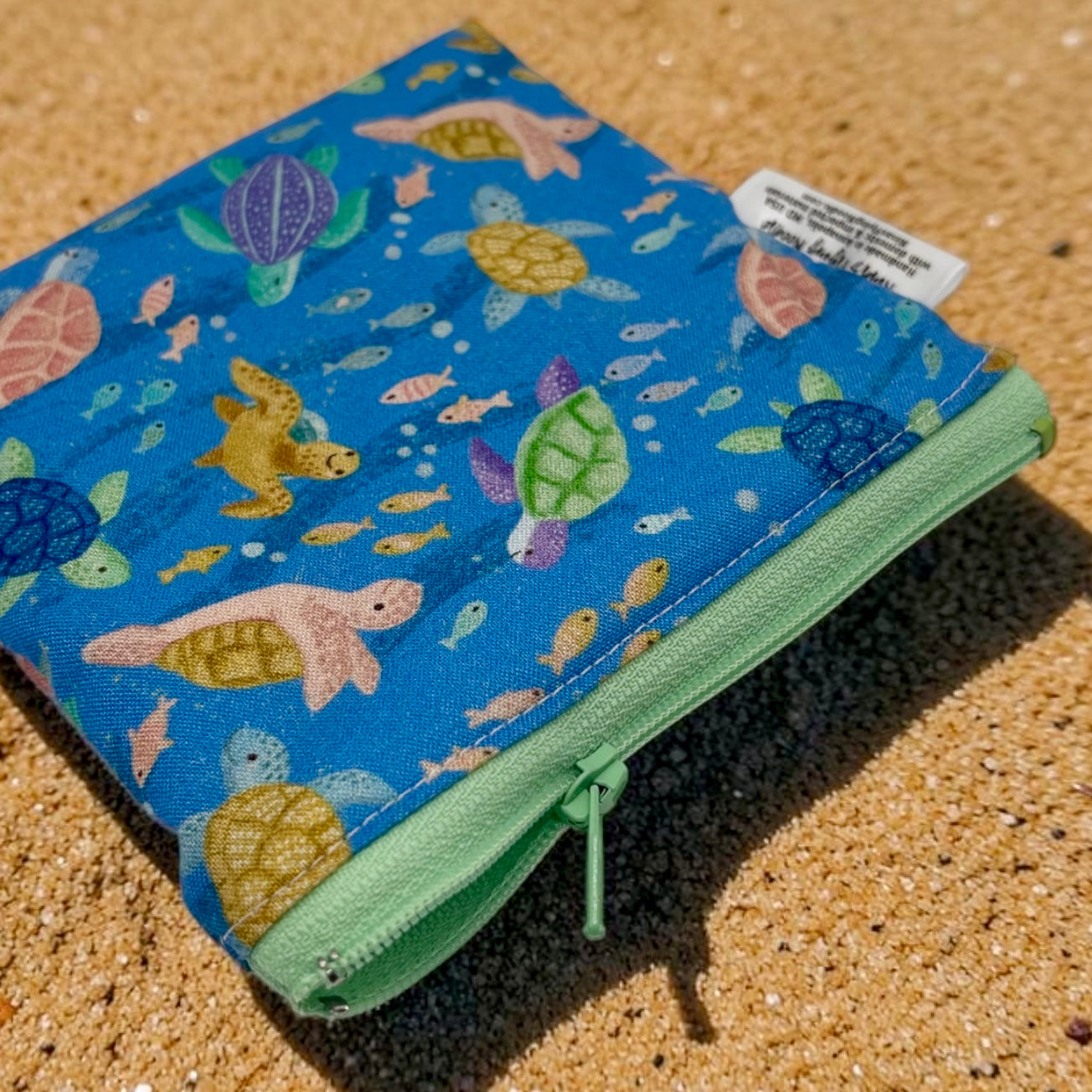 Toddler Sized Reusable Zippered Bag Turtles