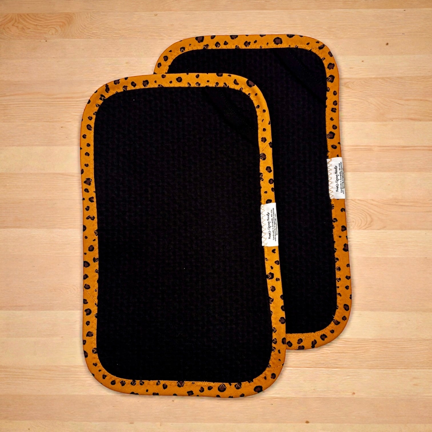 Set of 2 Reusable STANDARD Paper Towels - Cheetah on Black