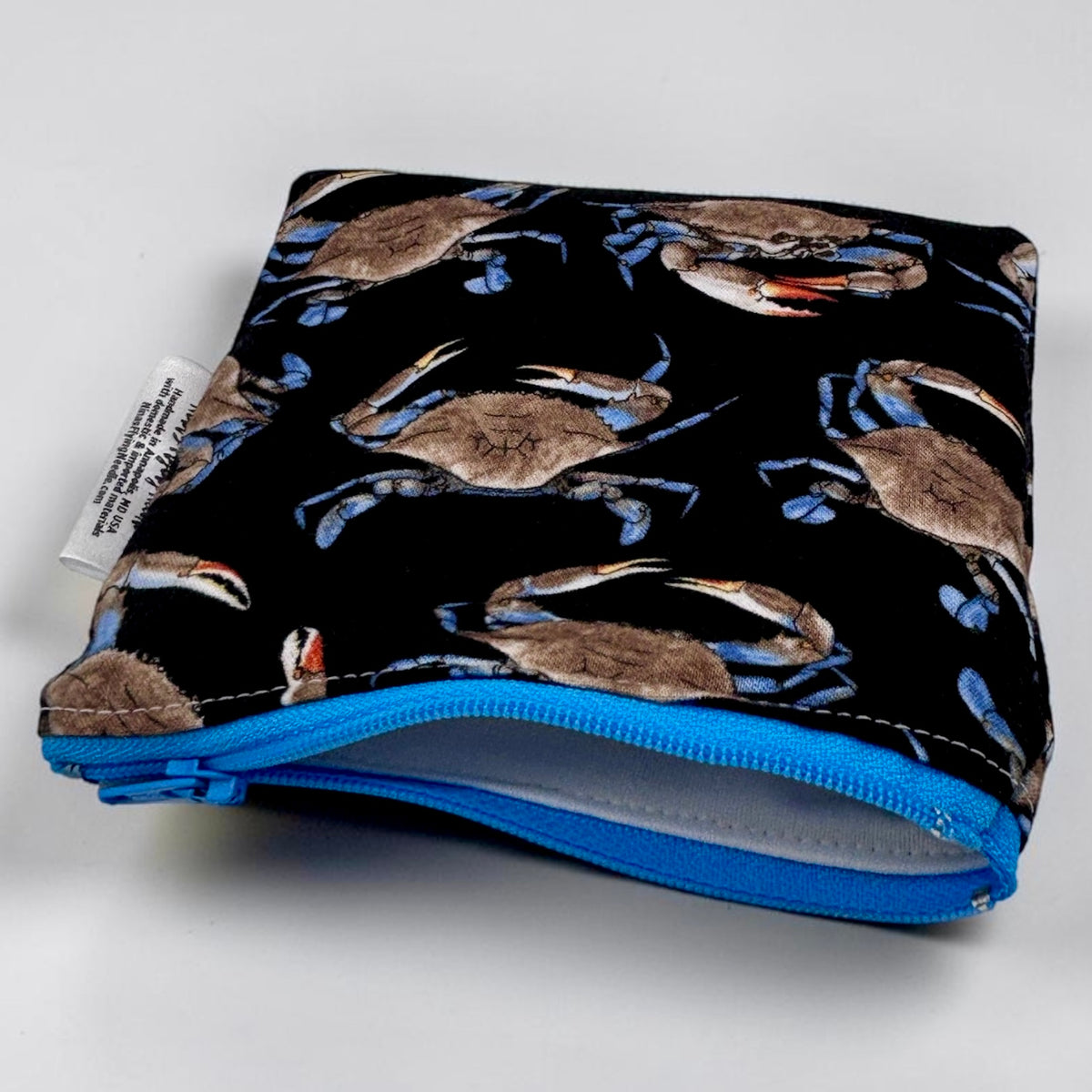 Toddler Sized Reusable Zippered Bag Crabs Blue