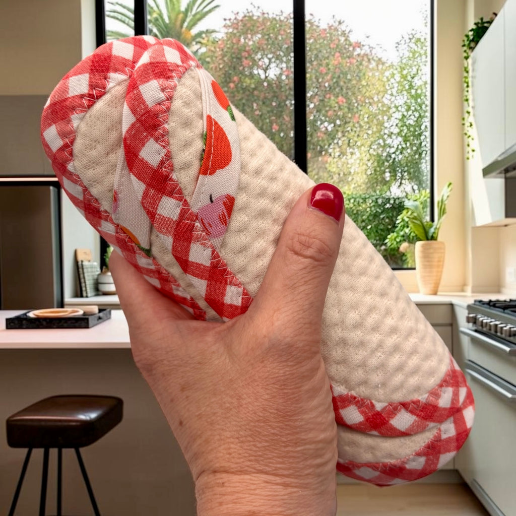Set of 2 Reusable STANDARD Paper Towels - Red and White Gingham