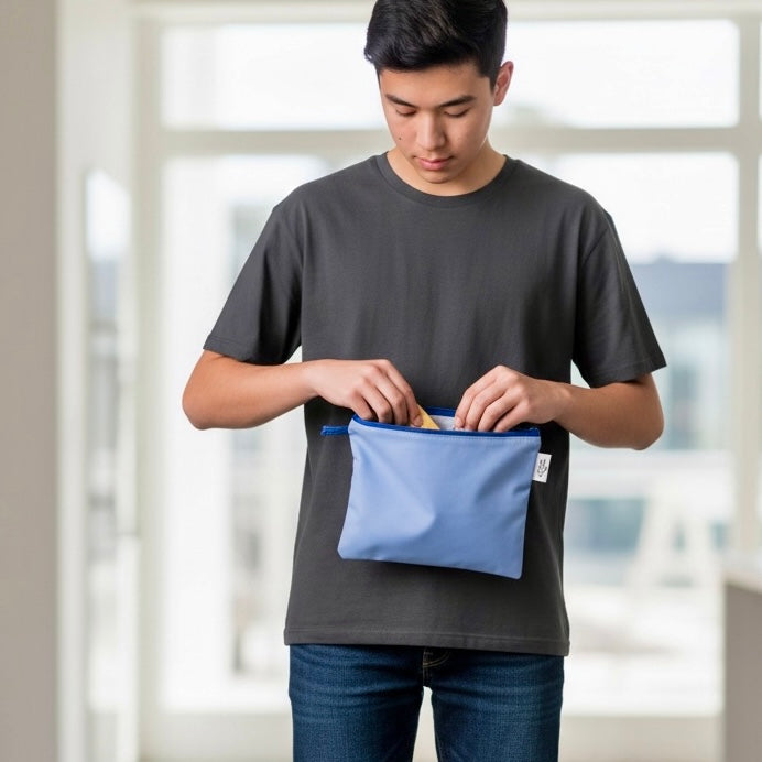 Sandwich Sized Reusable Zippered Bag Solid Blue