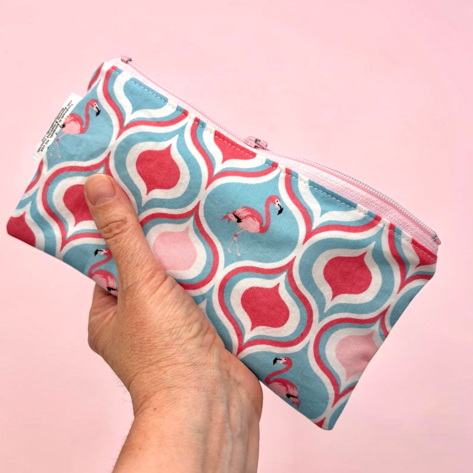 Knick Knack Sized Reusable Zippered Bag Flamingos