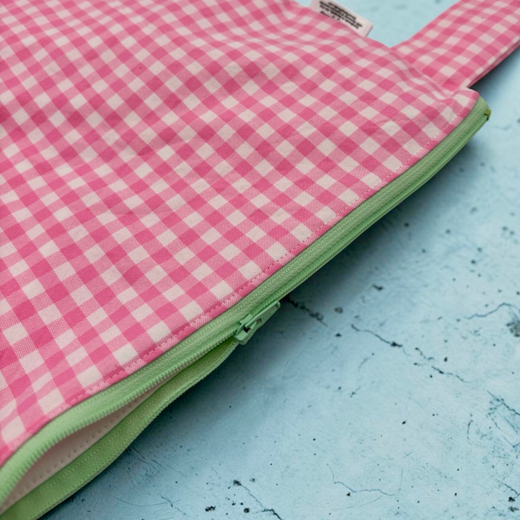 Large Wet Bag with Handle Gingham Pink