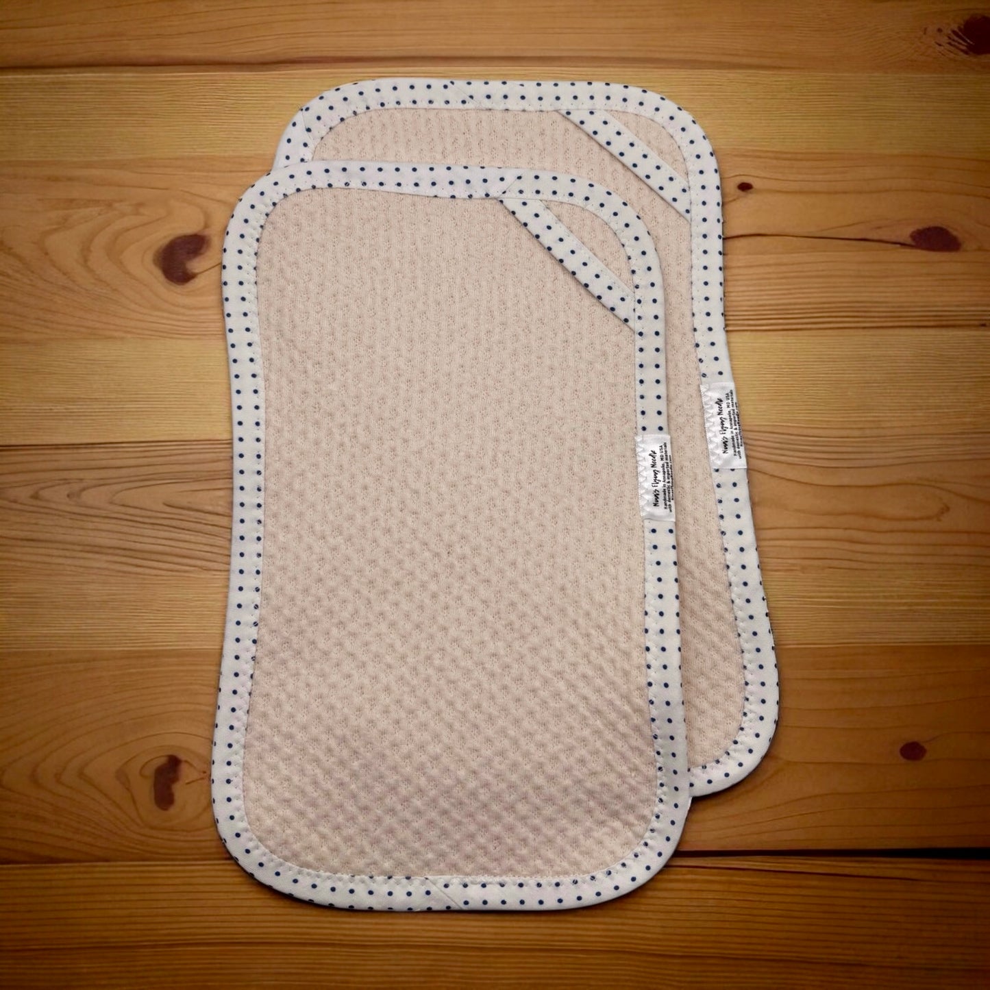 Set of 2 Reusable STANDARD Paper Towels - Blue Dots on White