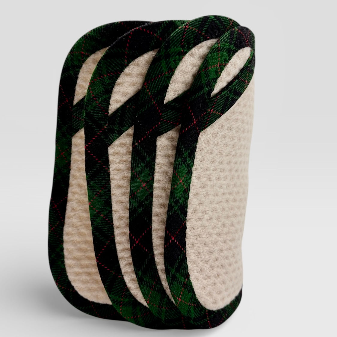 Set of 2 Reusable STANDARD Paper Towels - Plaid Black Green Red