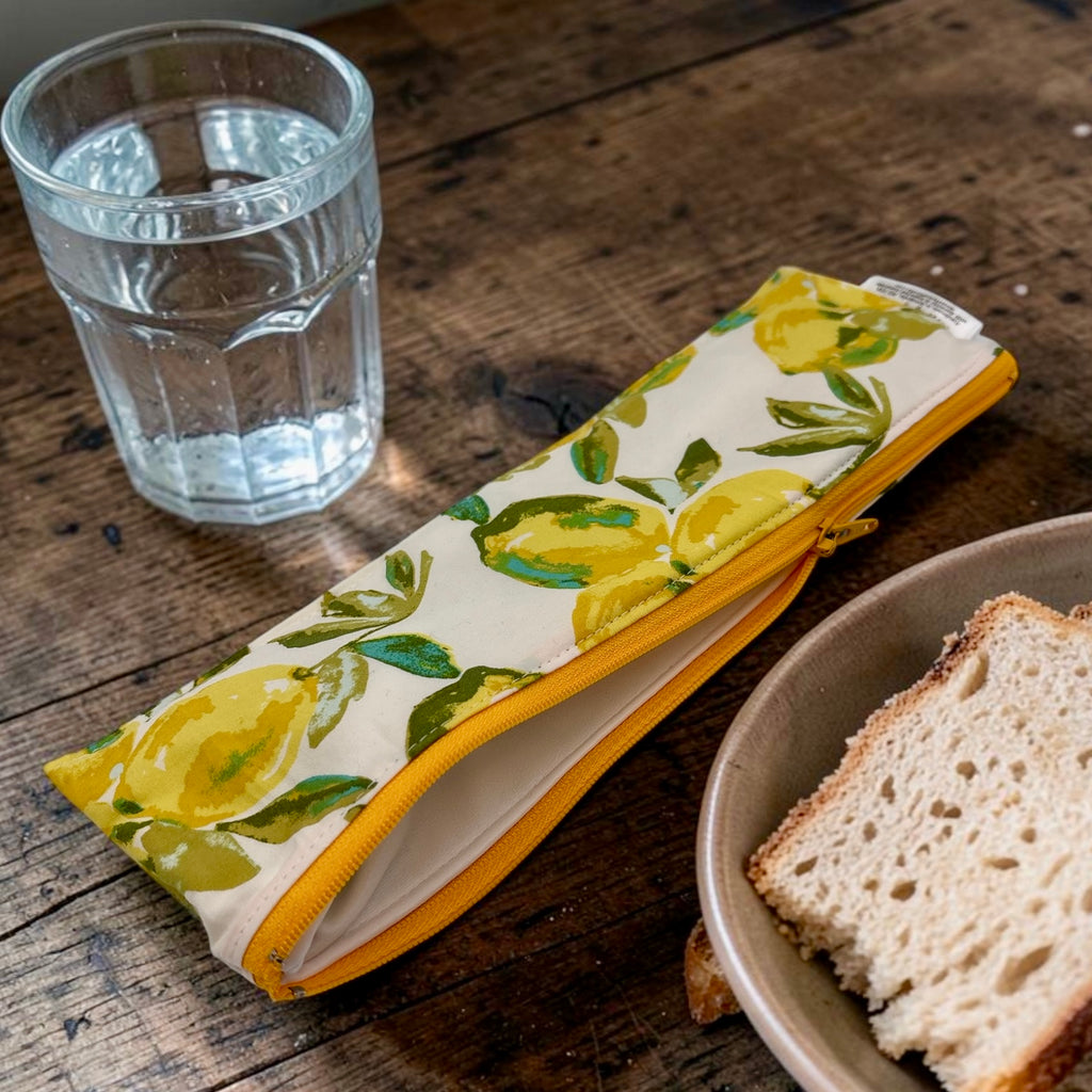 Regular Sized Reusable Straw/Utensil Wet Bag Lemons