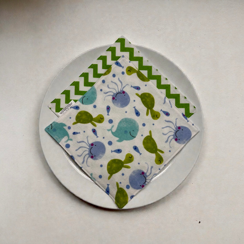 Reusable Napkins - Animals with Christmas Wreaths