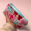 Knick Knack Sized Reusable Zippered Bag Bunnies on Pink