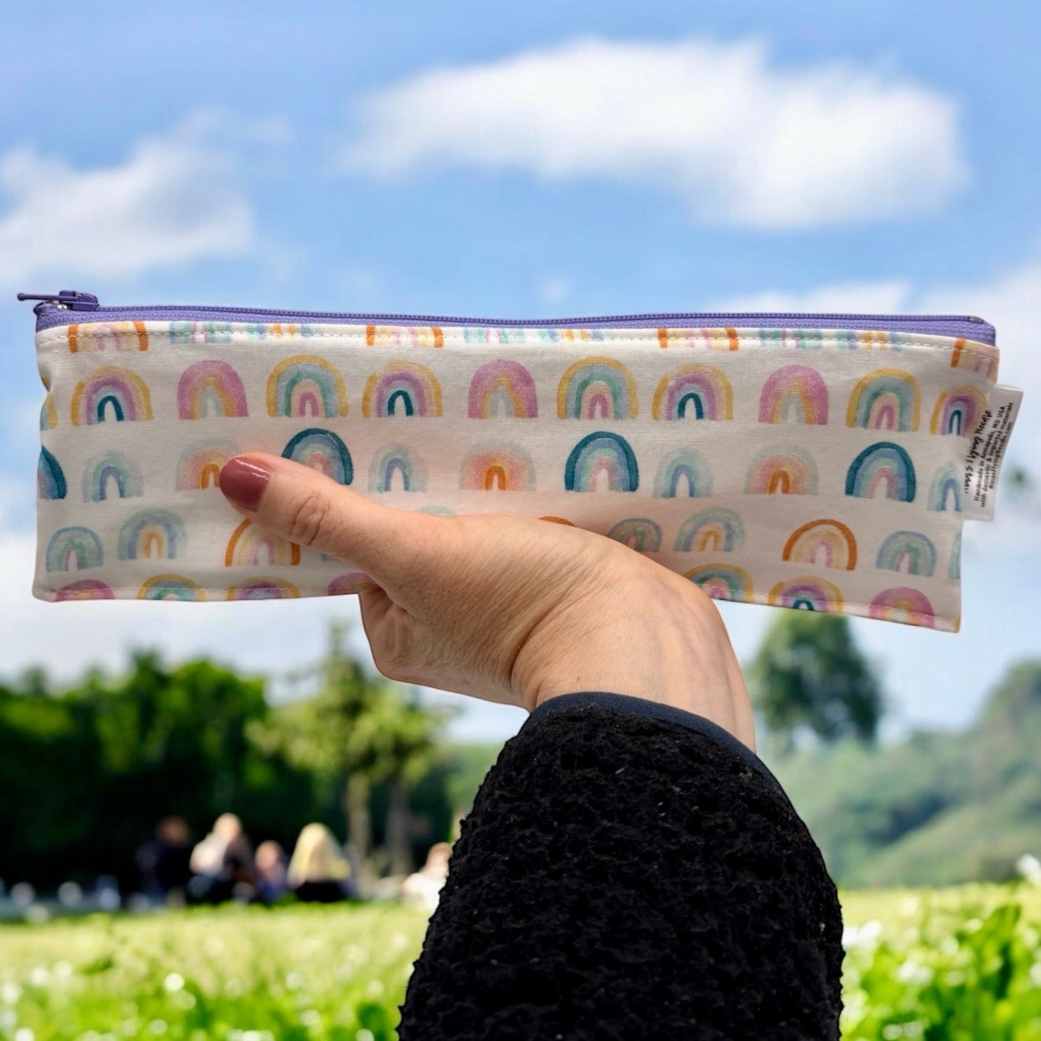 Regular Sized Reusable Straw/Utensil Wet Bag Rainbows Pastels