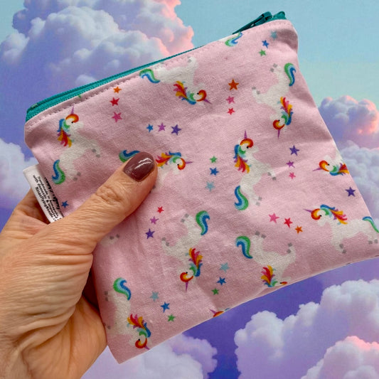 Toddler Sized Reusable Zippered Bag Unicorns
