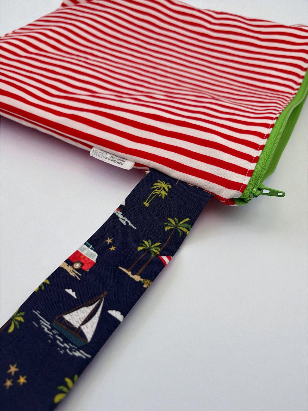 Large Wet Bag with Handle Stripes and Beach Icons