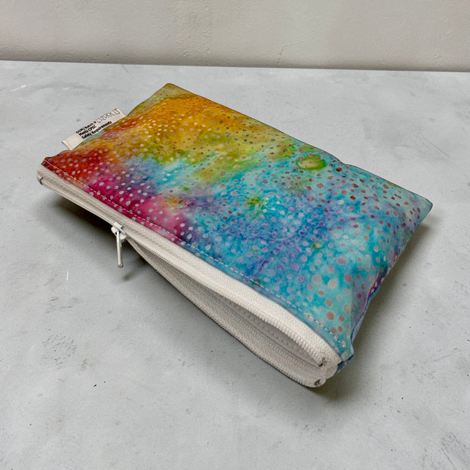 Knick Knack Sized Reusable Zippered Bag Dots Tie Dye