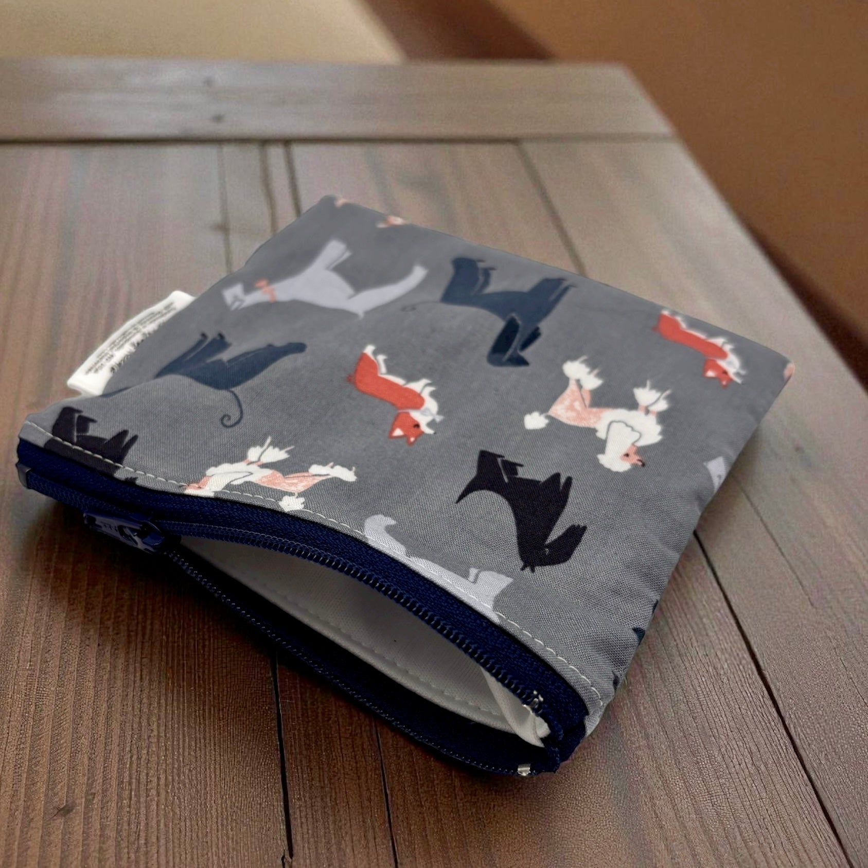 Toddler Sized Reusable Zippered Bag Dogs on Gray