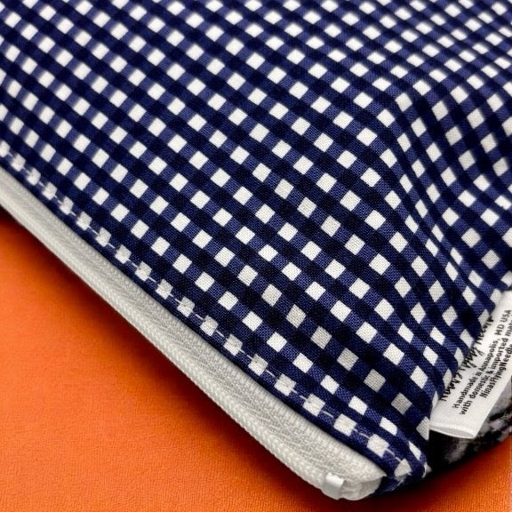 Travel Sized Wet Bag Gingham Navy Blue