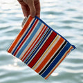 Sandwich Sized Reusable Zippered Bag Stripes Colorful