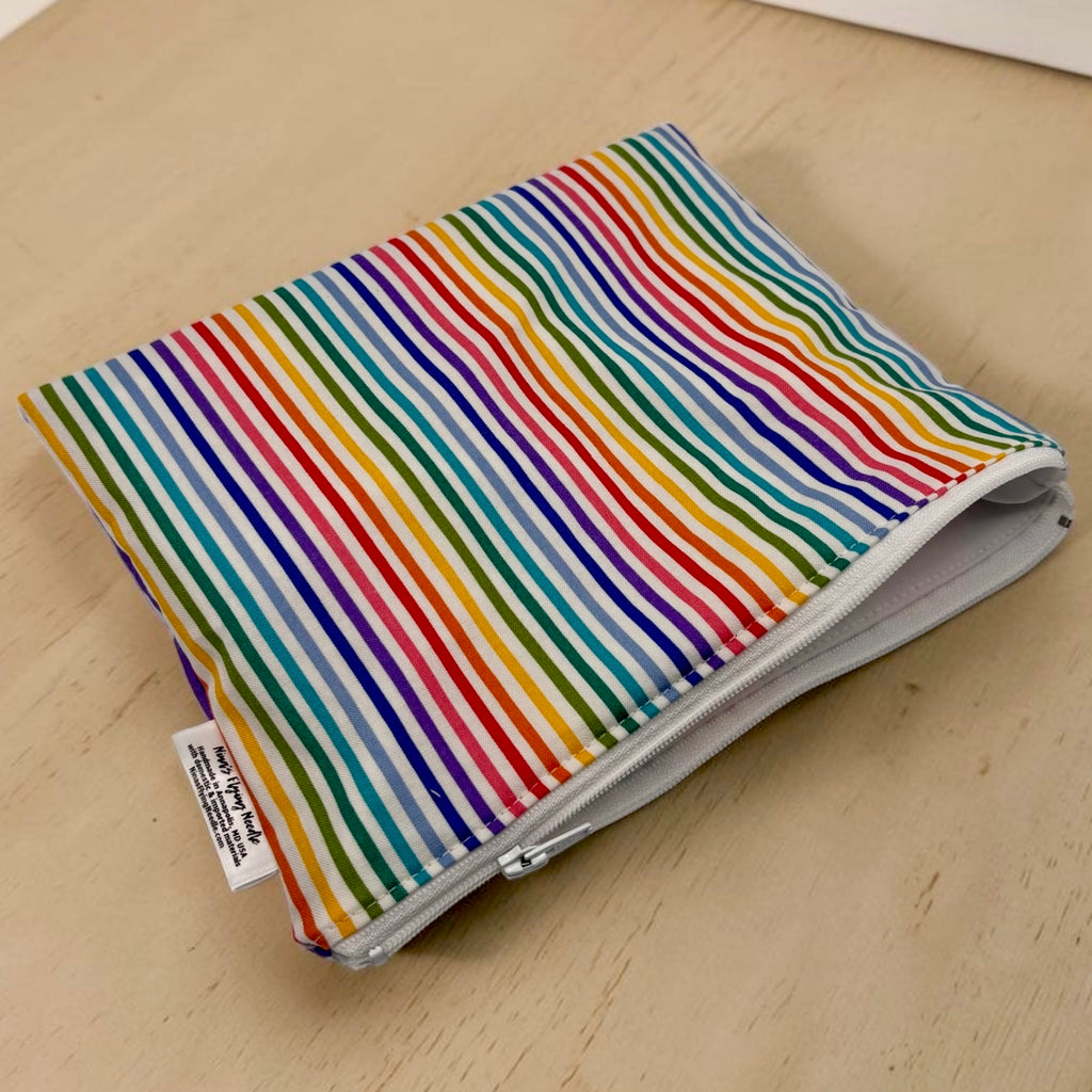 Sandwich Sized Reusable Zippered Bag Stripes Rainbow