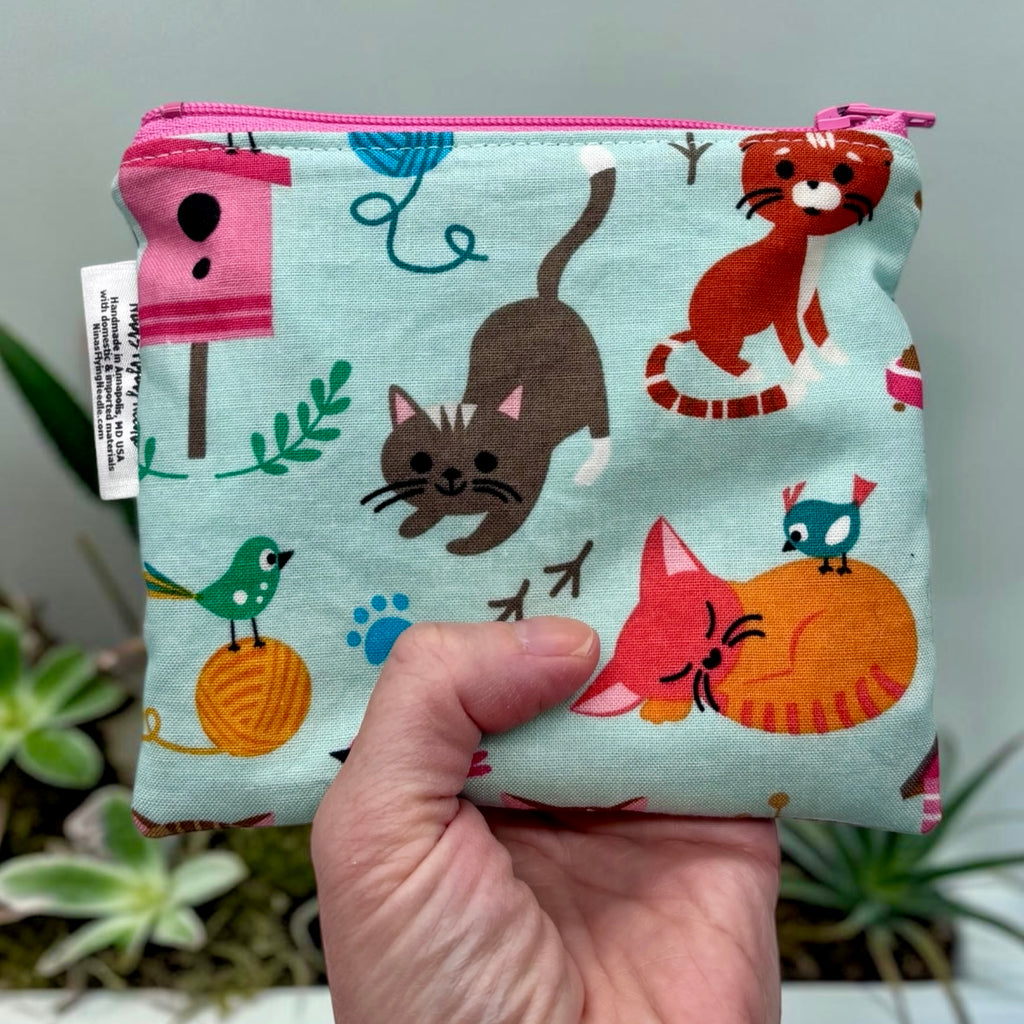 Toddler Sized Reusable Zippered Bag Cats Playing
