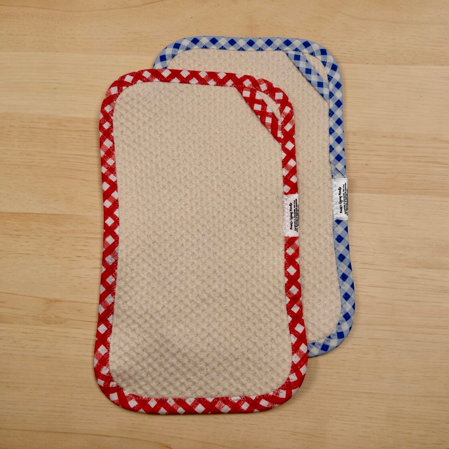 Set of 2 Reusable STANDARD Paper Towels - Gingham Red White and Blue