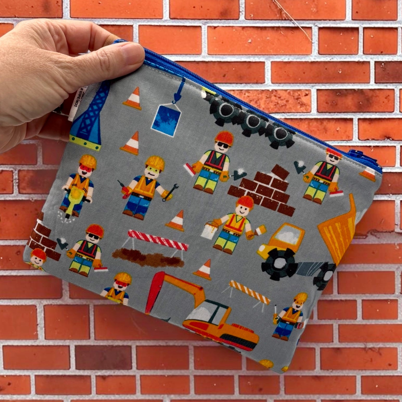Sandwich Sized Reusable Zippered Bag Construction Crew