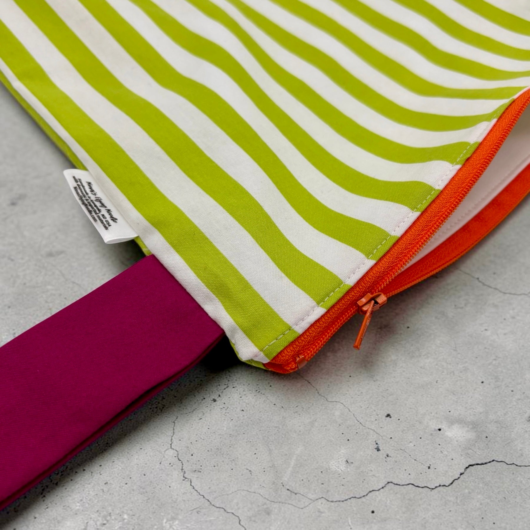 Large Wet Bag with Handle Stripes Green