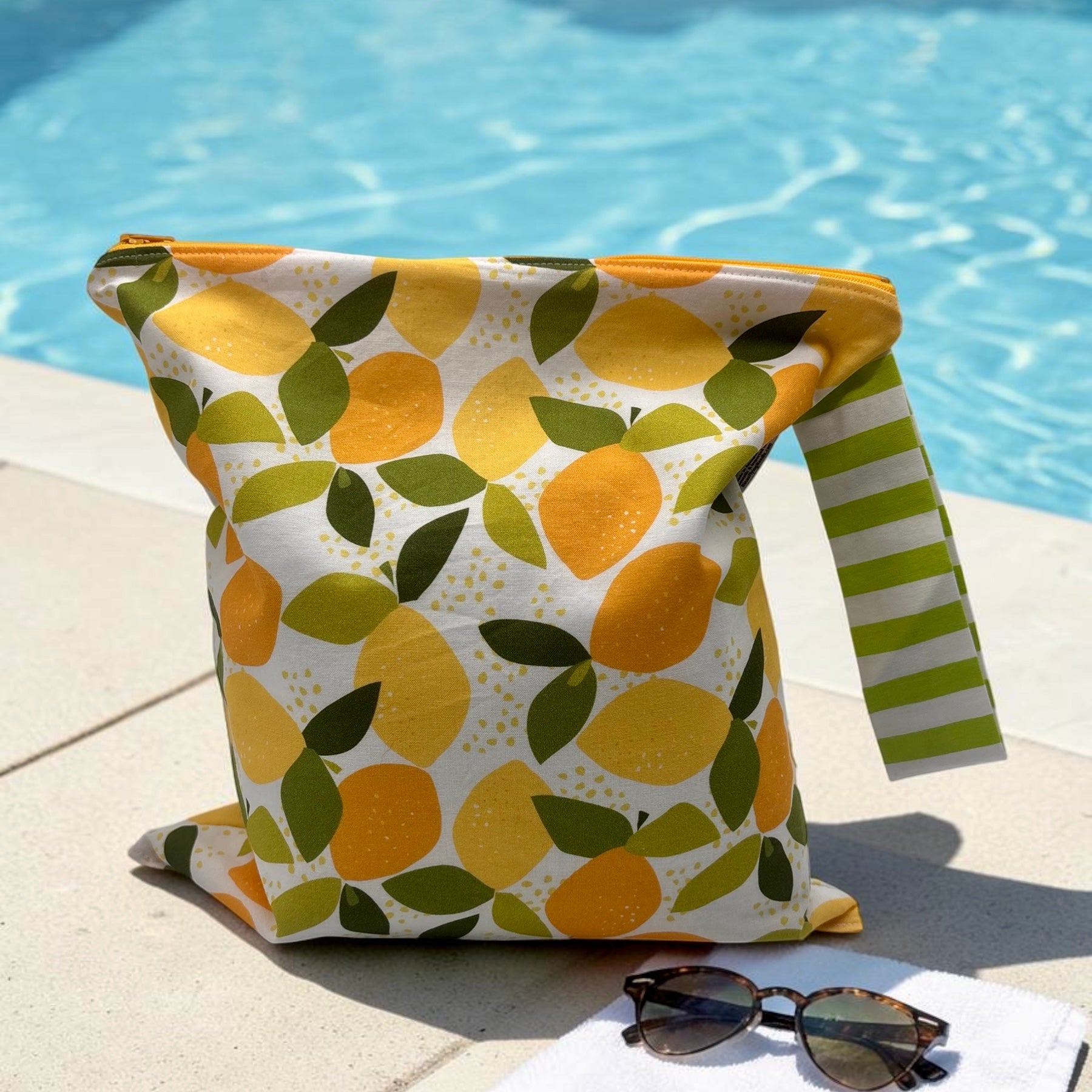 Large Wet Bag with Handle Lemons