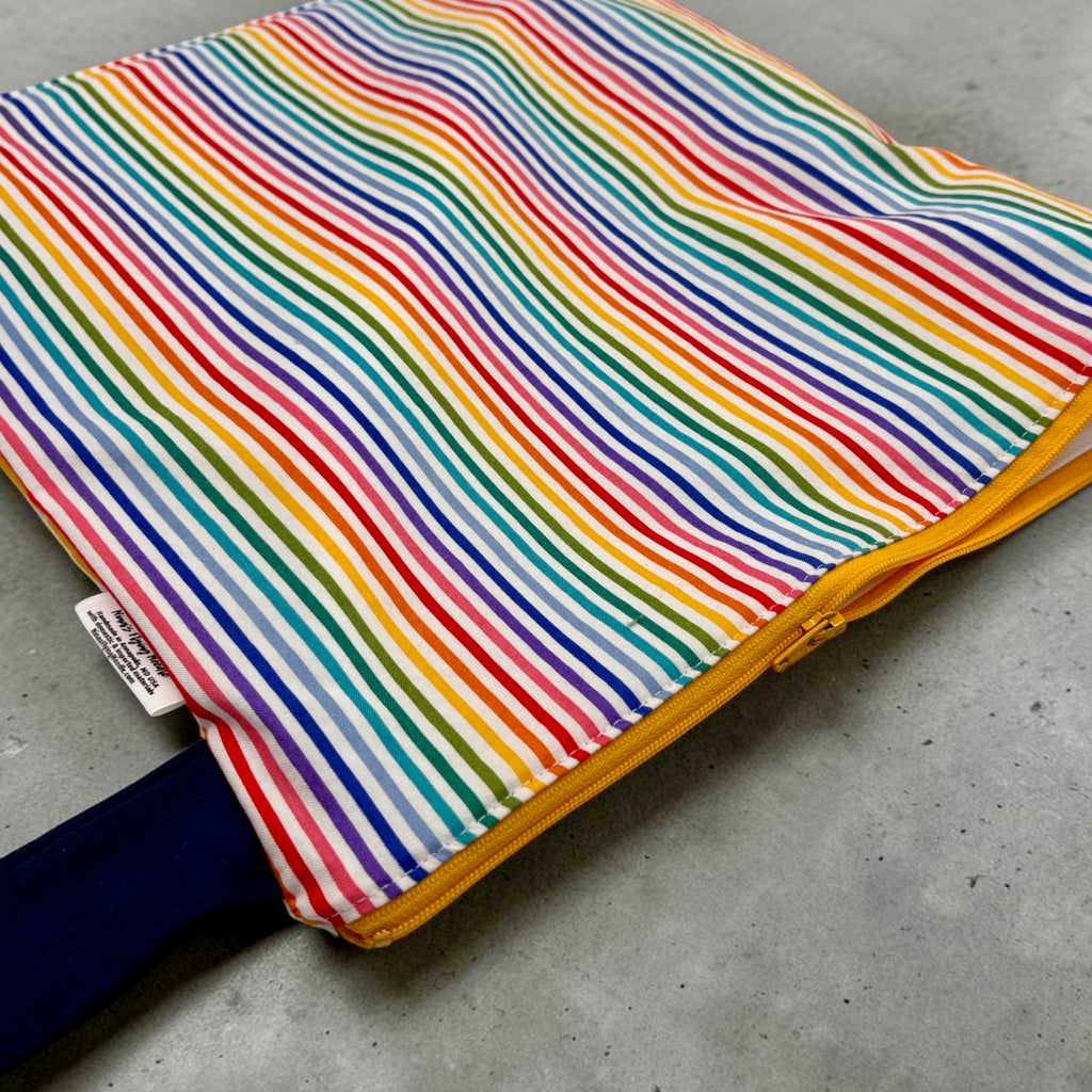 Large Wet Bag with Handle Stripes Rainbow