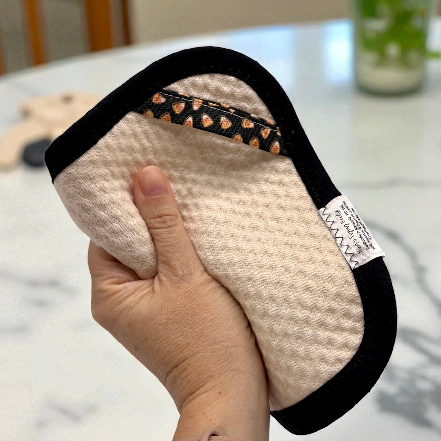 Set of 2 TINY Reusable Paper Towels - Solid Black with Patterns