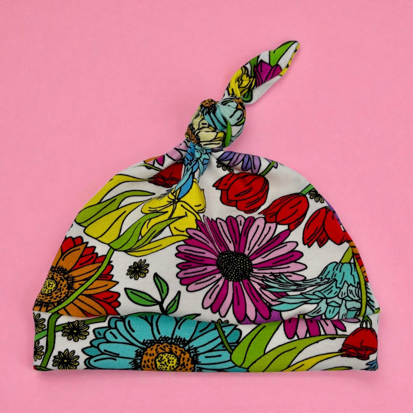 Knot Hat in Newborn: Floral Spring