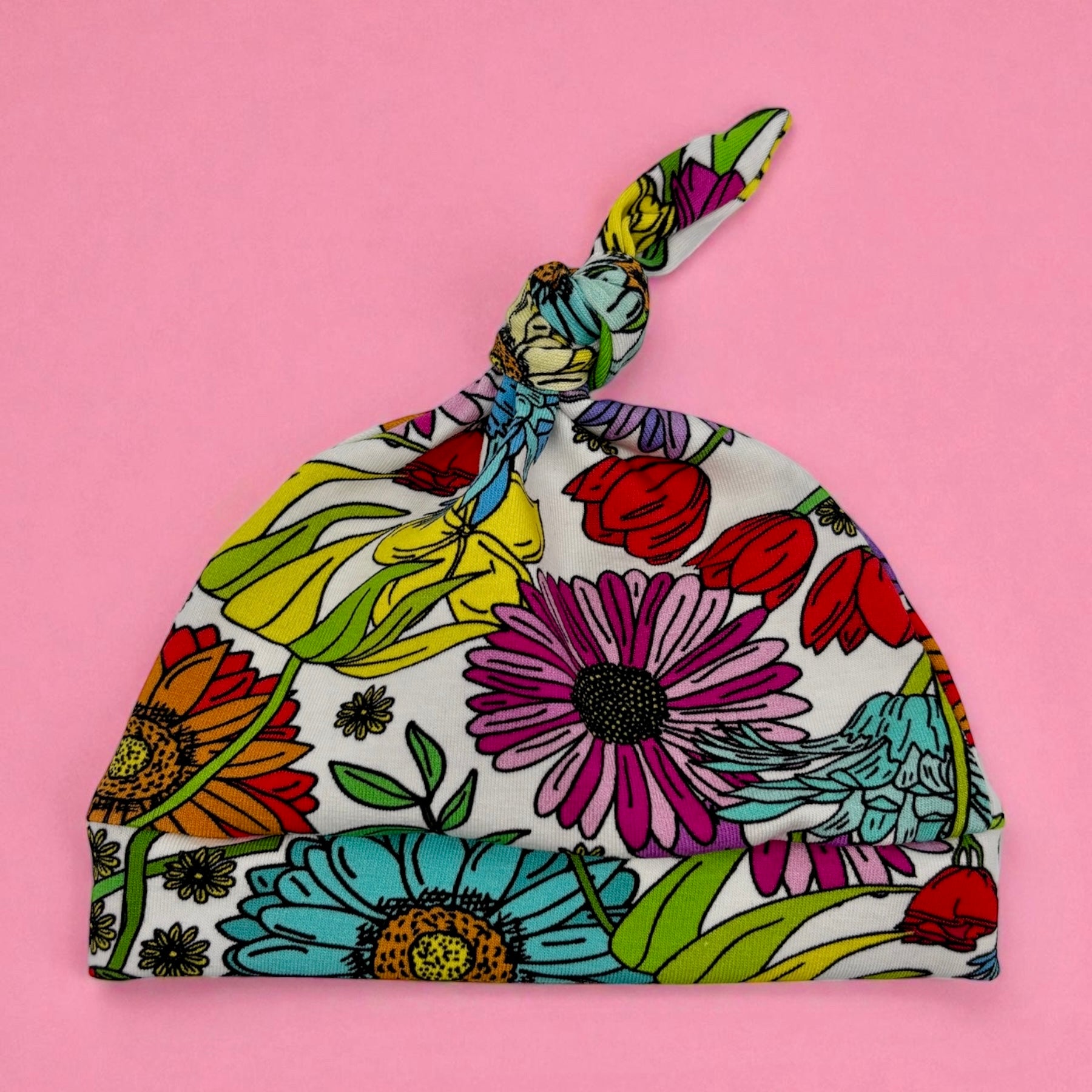 Knot Hat in Newborn: Floral Spring