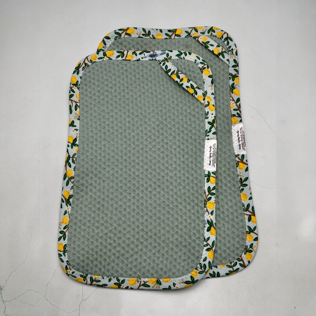 Set of 2 Reusable STANDARD Paper Towels - Lemons and Parrots on Green