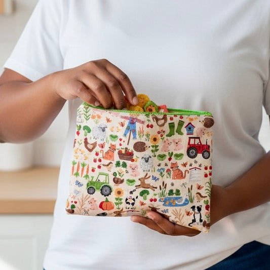 Sandwich Sized Reusable Zippered Bag Farm Life