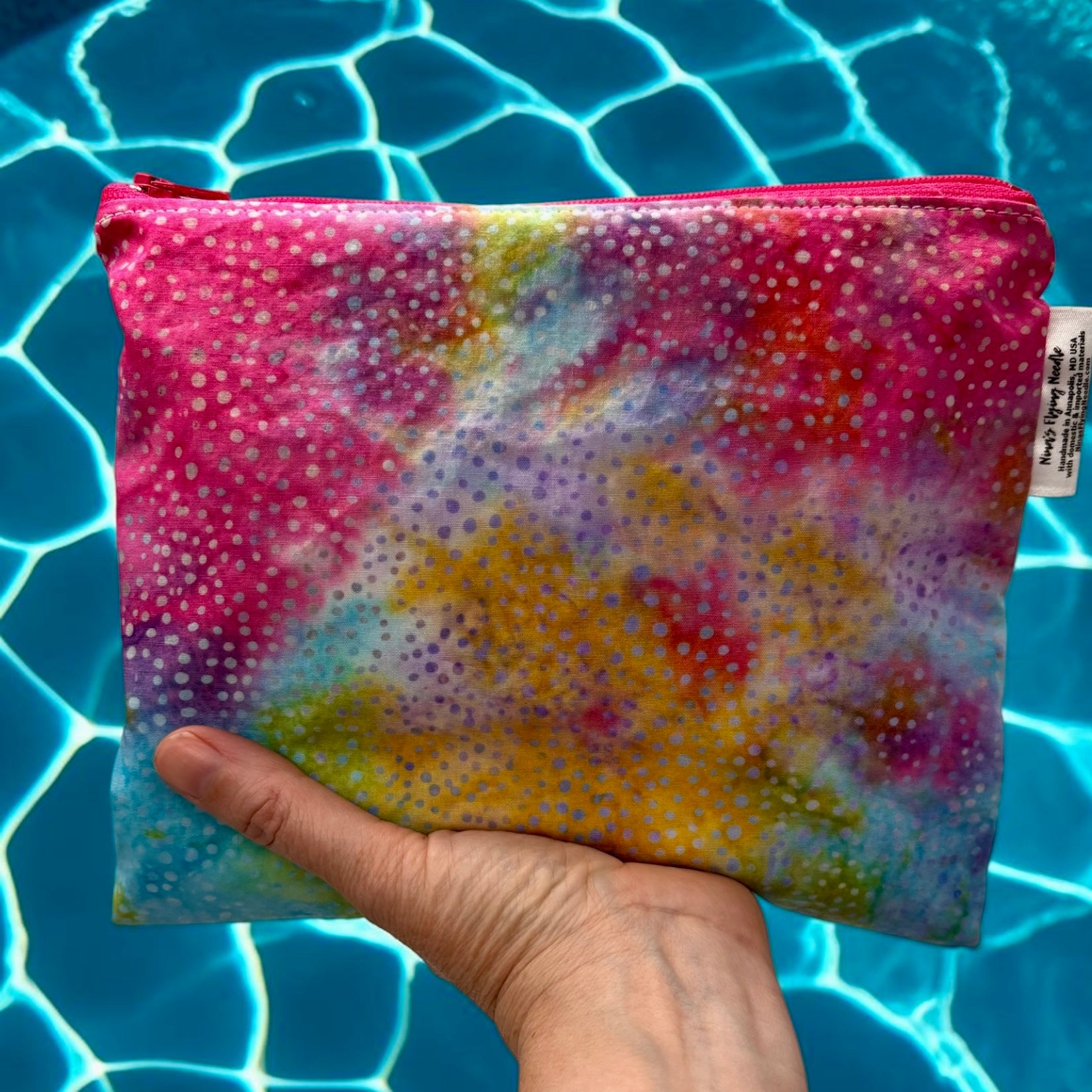 Sandwich Sized Reusable Zippered Bag Tie Dye Polka Dots