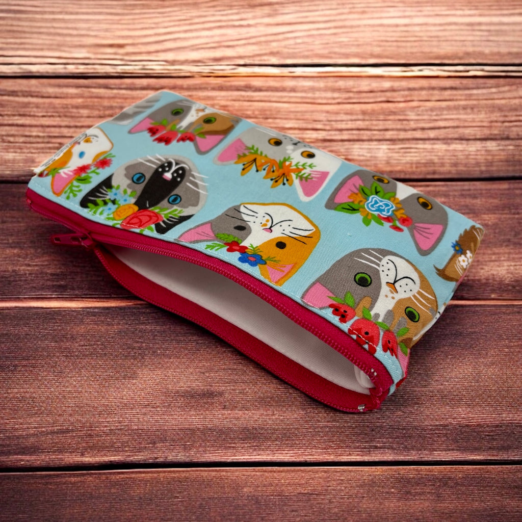 Knick Knack Sized Reusable Zippered Bag Cat Faces