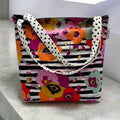 Children's Library Sized Reversible Tote Floral on Stripes