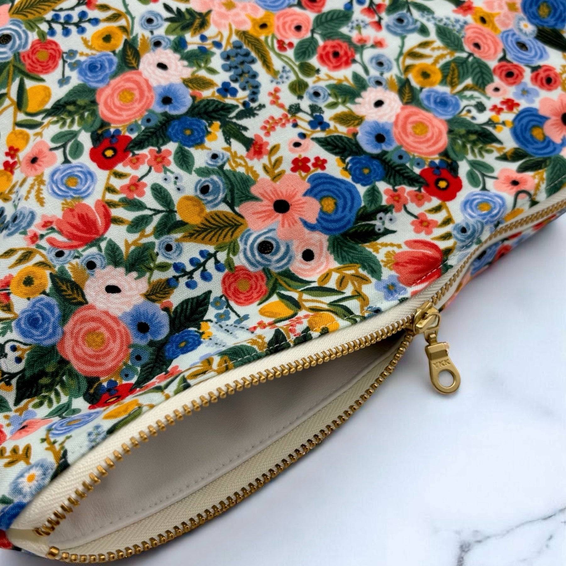 Large Wet Bag with Handle Rifle Paper Floral and Metal Zipper