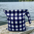 Large Wet Bag with Handle Gingham Plaid Blue