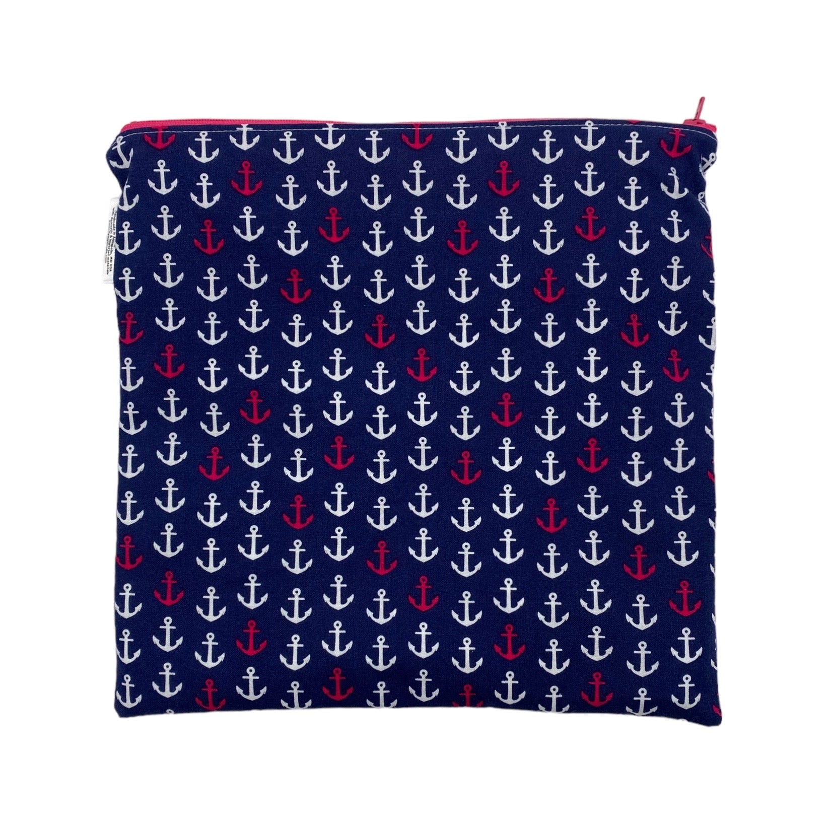 Gallon Sized Reusable Zippered Bag Anchors Pink on Navy