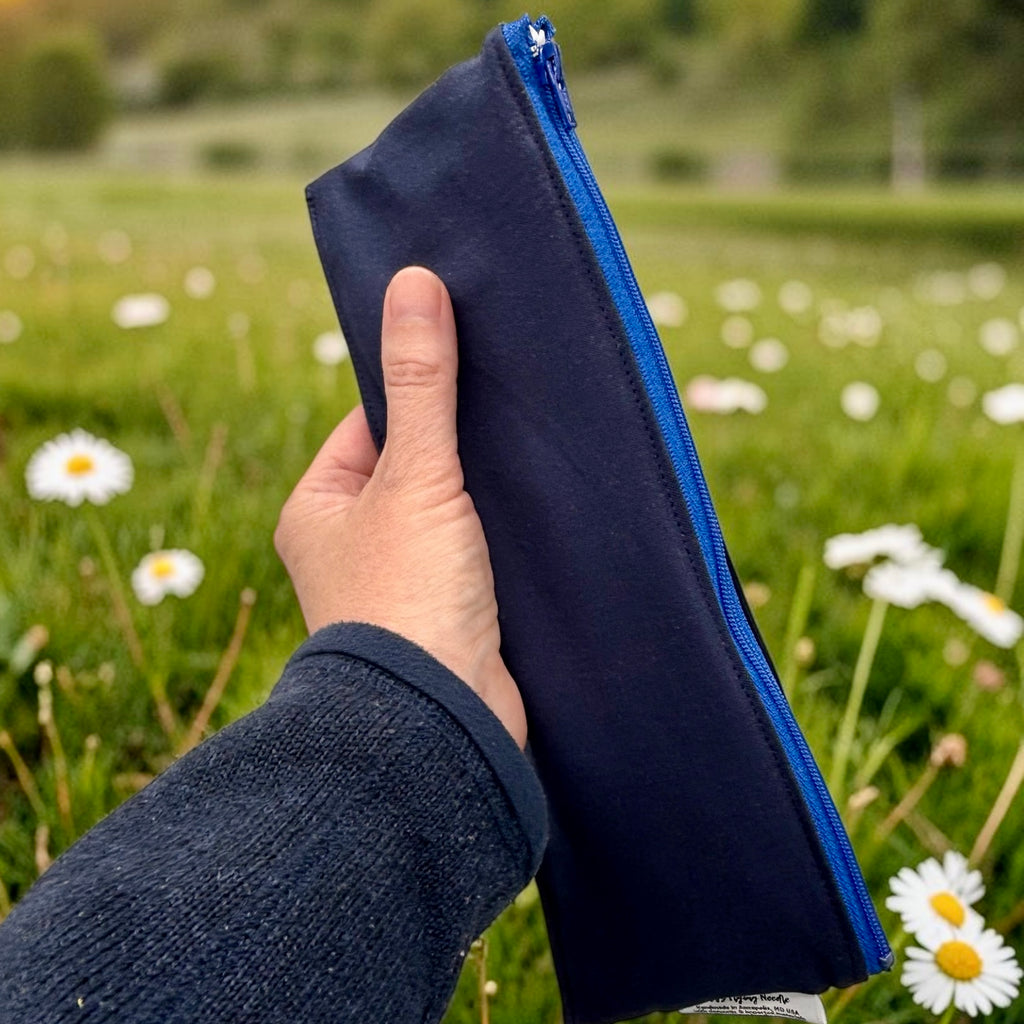 Regular Sized Reusable Straw/Utensil Wet Bag Solid Navy