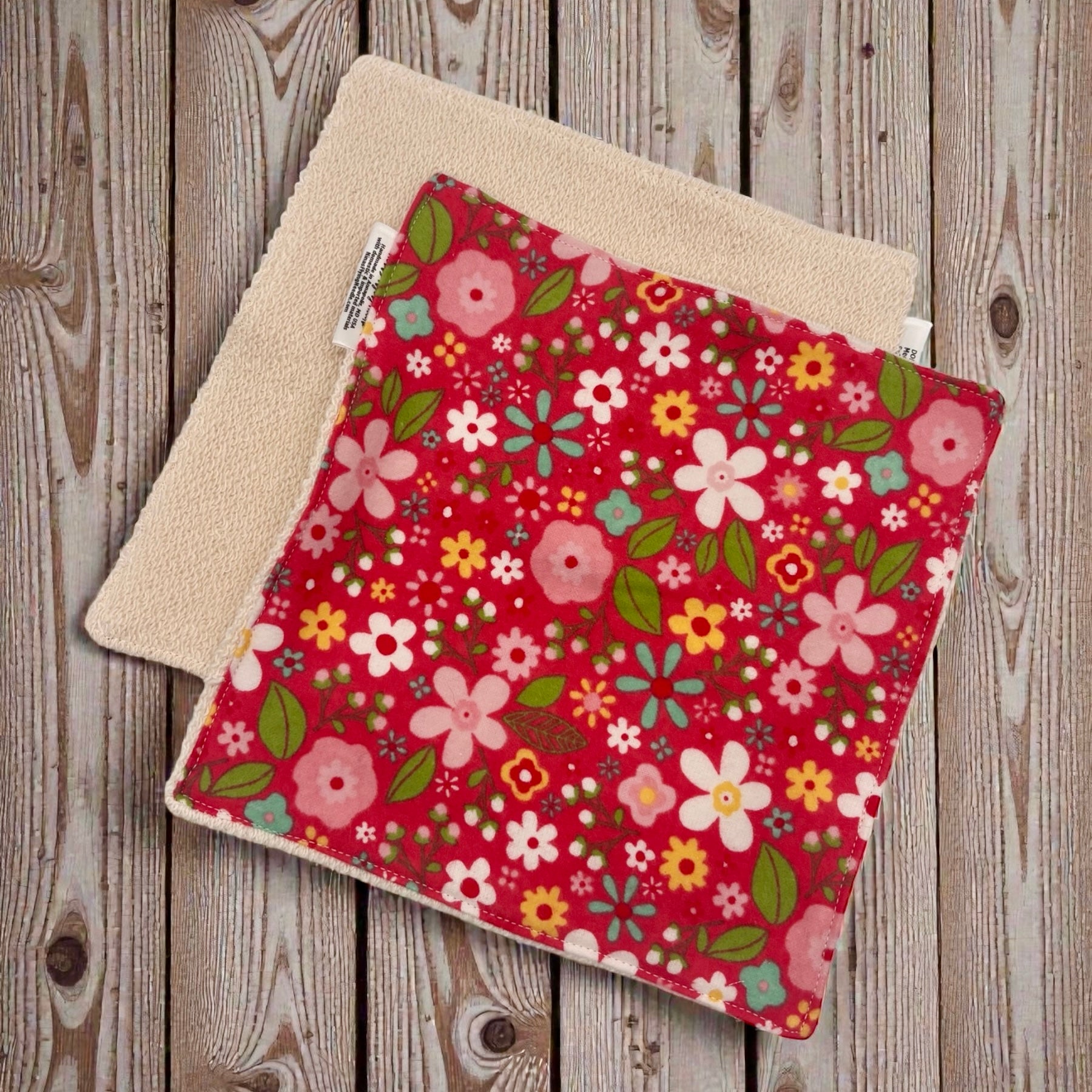 Wash Cloth - Regular - Floral on Red