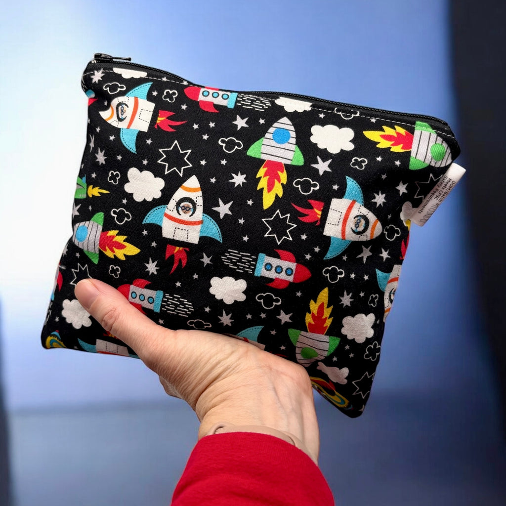 Sandwich Sized Reusable Zippered Bag Rockets in Space