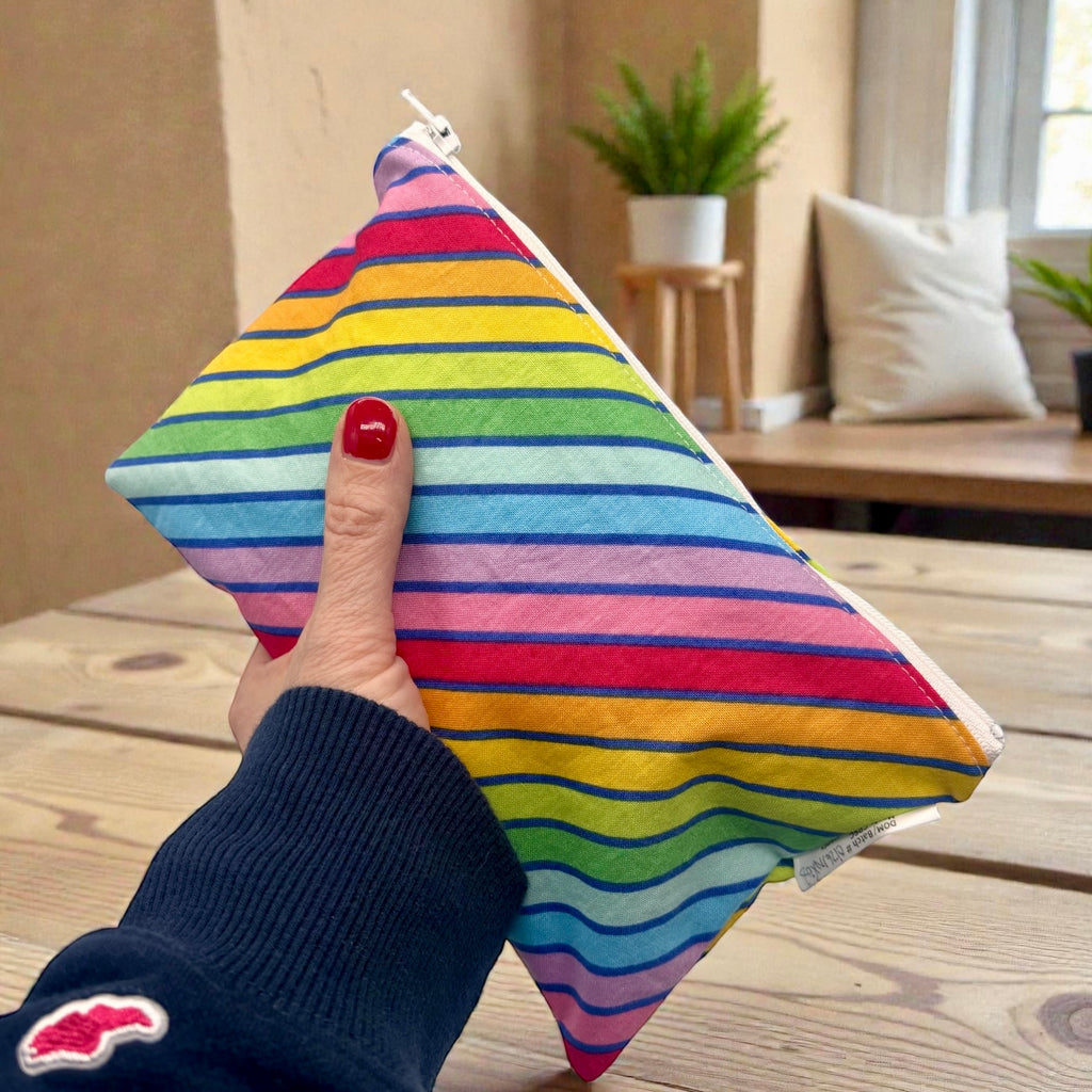 Snack Sized Reusable Zippered Bag Stripe Bias Rainbow