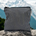 Toddler Sized Reusable Zippered Bag Stripes Navy Blue