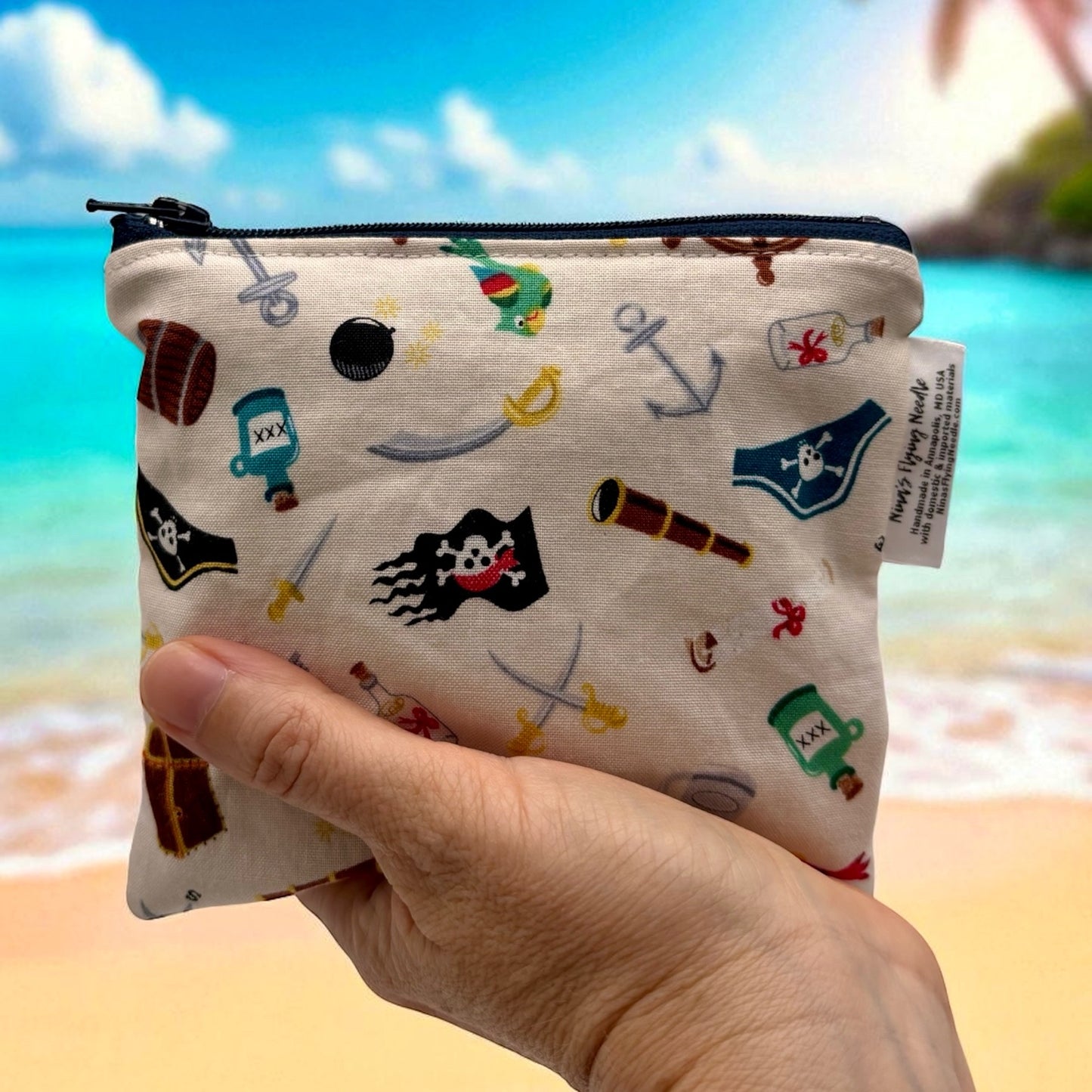 Toddler Sized Reusable Zippered Bag Pirate Icons