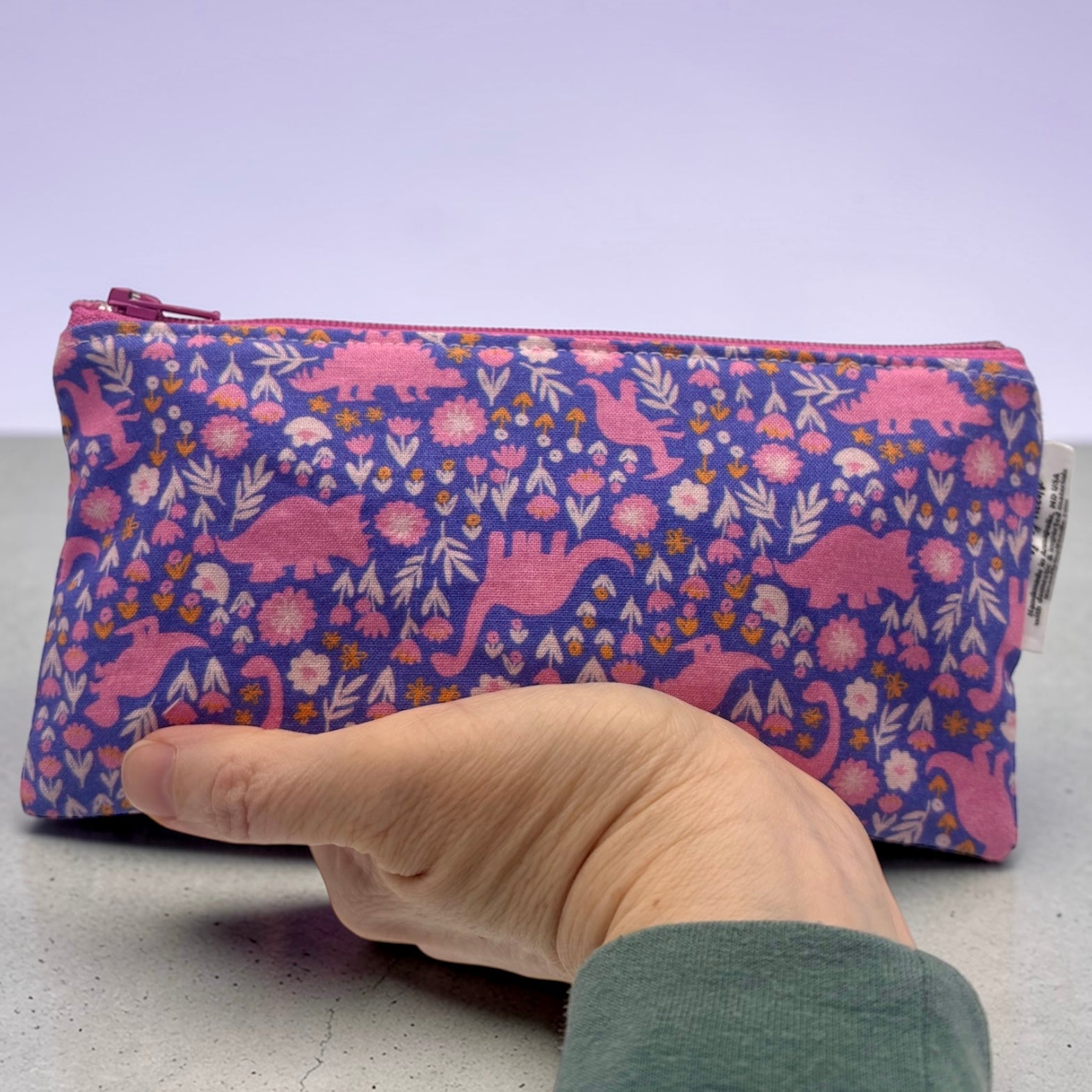 Knick Knack Sized Reusable Zippered Bag Dinosaurs and Flowers