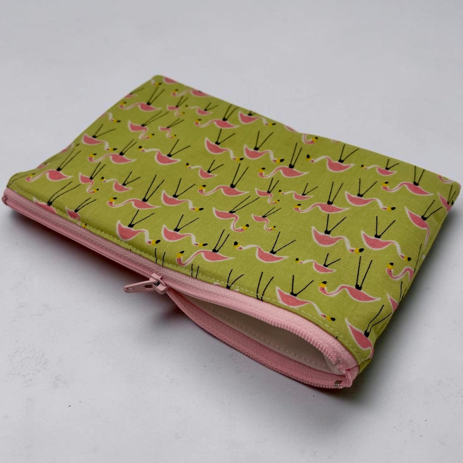 Snack Sized Reusable Zippered Bag Flamingos Garden