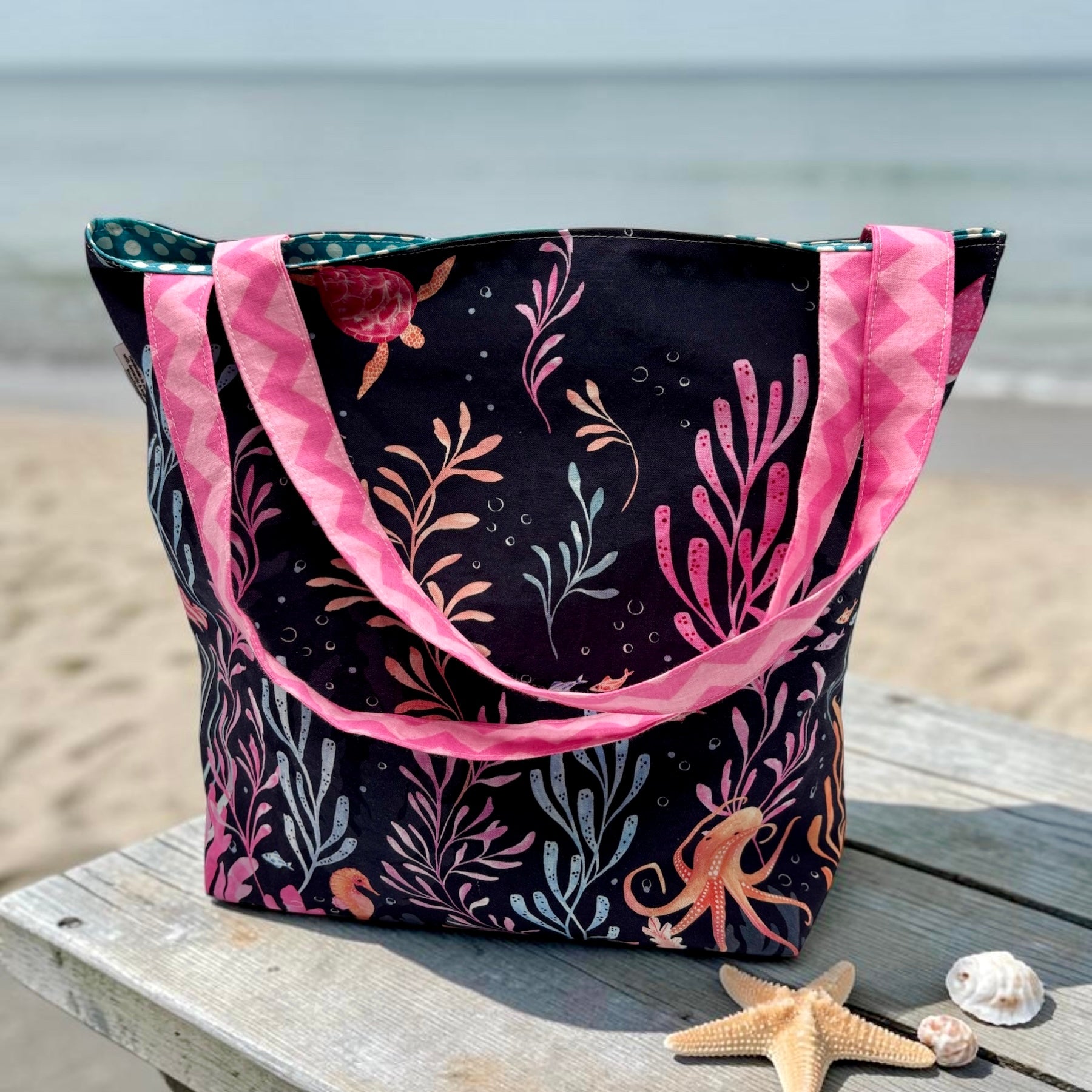 Children's Library Sized Reversible Tote Underwater